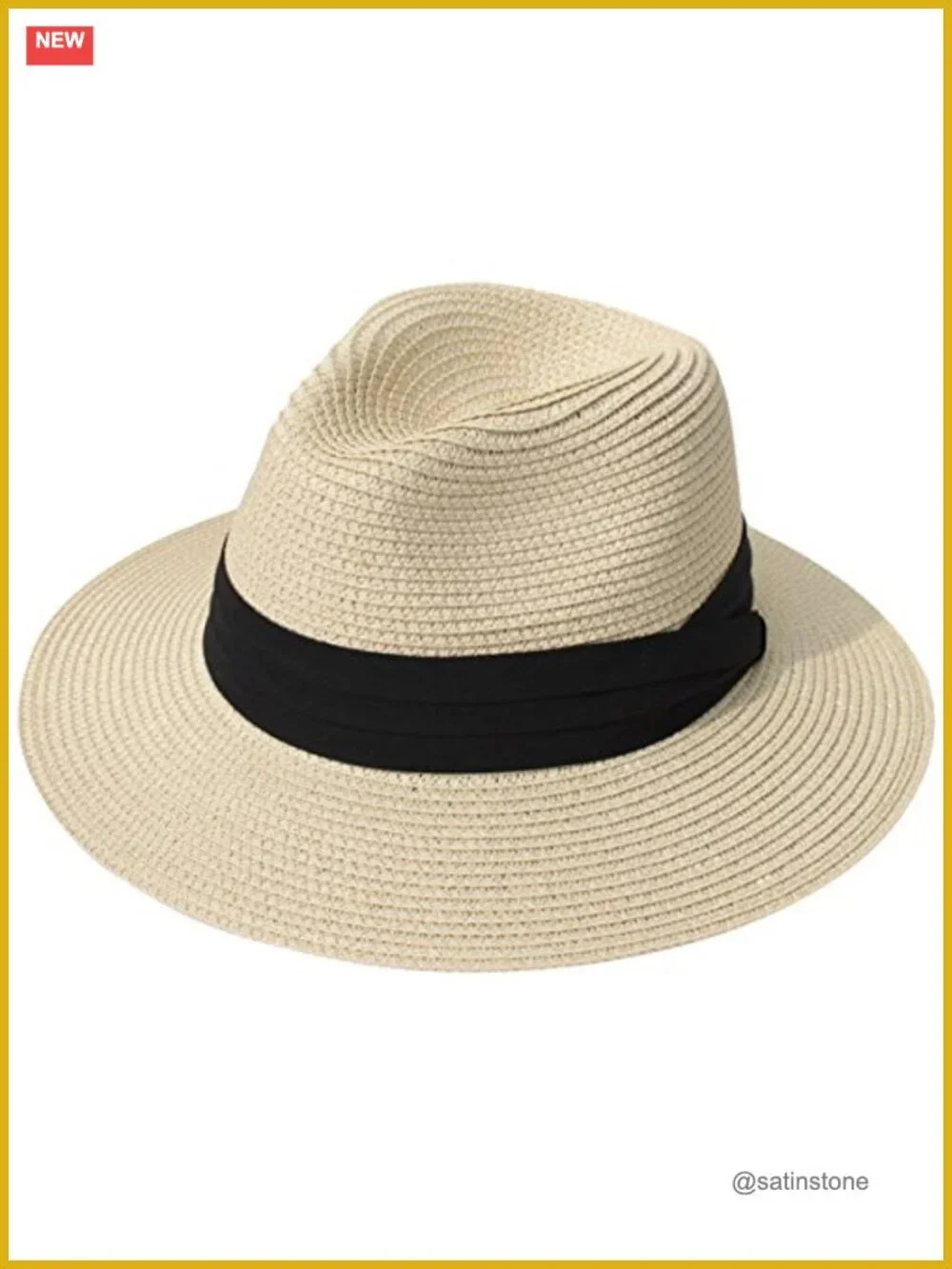 Women Paper Straw Fedora Sun Hat UPF50+ Foldable